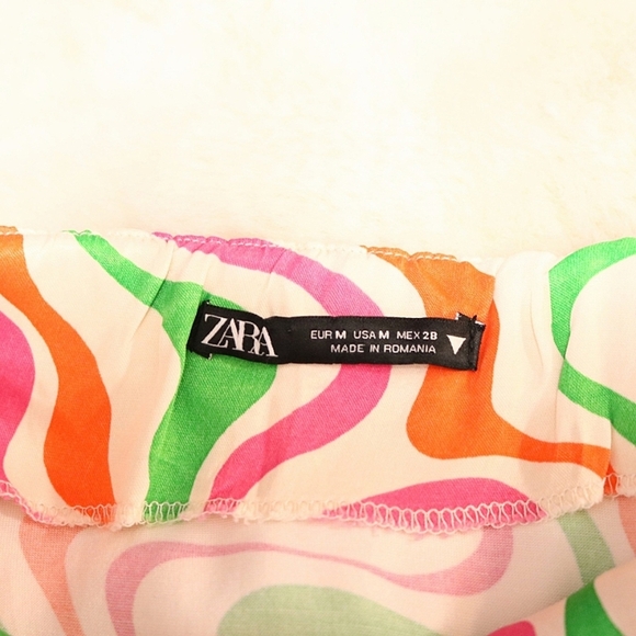 ZARA Halter Satin Mini Dress in Retro Groovy Colorful Print Size M, 70's, Summer - Picture 6 of 7